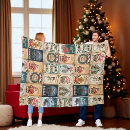 Manta Polar Nostálgica Navidad Vintage Navidad Verde Rojo Vier