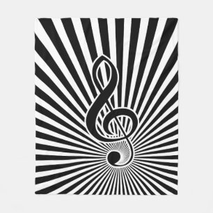 Manta Polar Nota blanco y negro de la música del Clef sobre