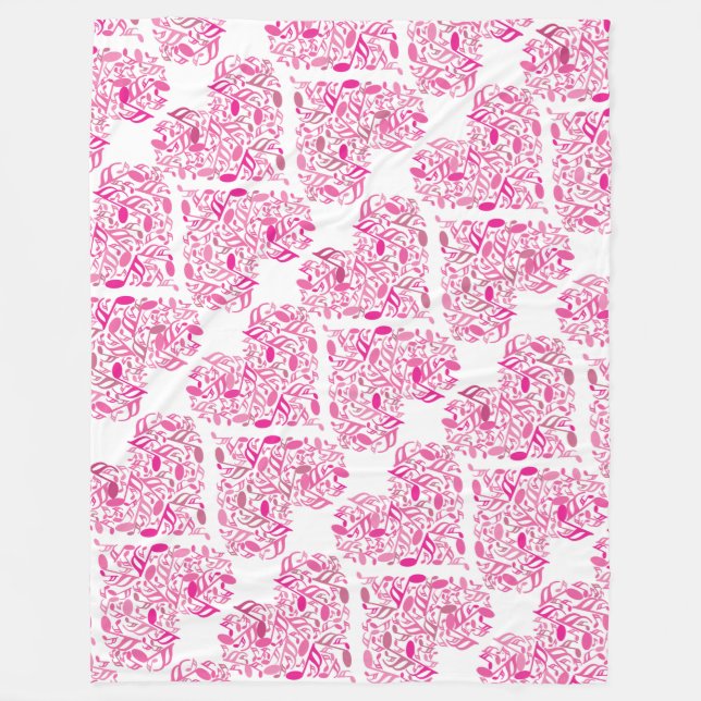 Manta Polar Nota de música rosa Corazones Fleece Blanket (Anverso)