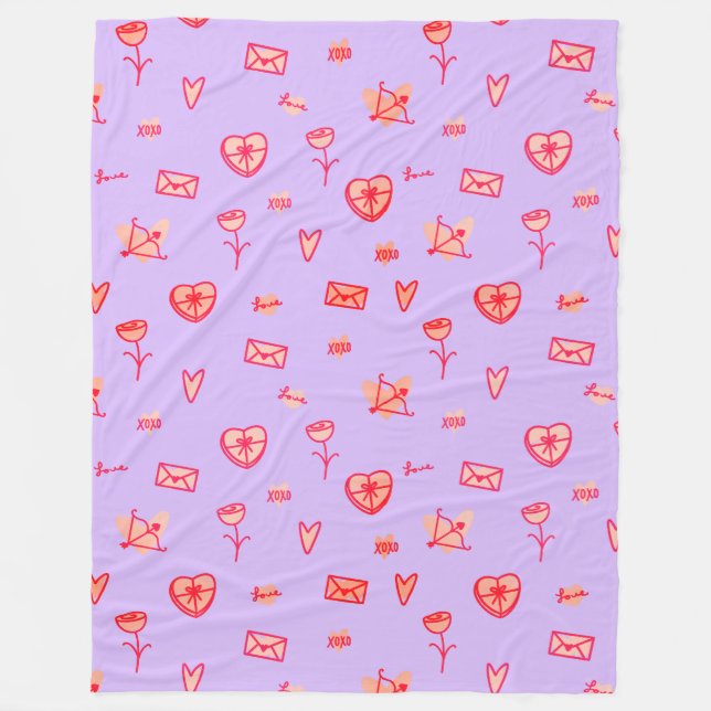 Manta Polar Notas de Amor y Dulces Regalos de San Valentín (Anverso)