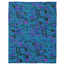 Notas de música alegre bailando azul verde animado