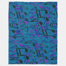 Manta Polar Notas de música alegre bailando azul verde animado