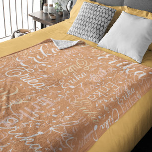 Manta Polar Notas musicales con nombre en Apricot Trendy