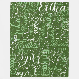 Manta Polar Notas musicales con nombre en verde