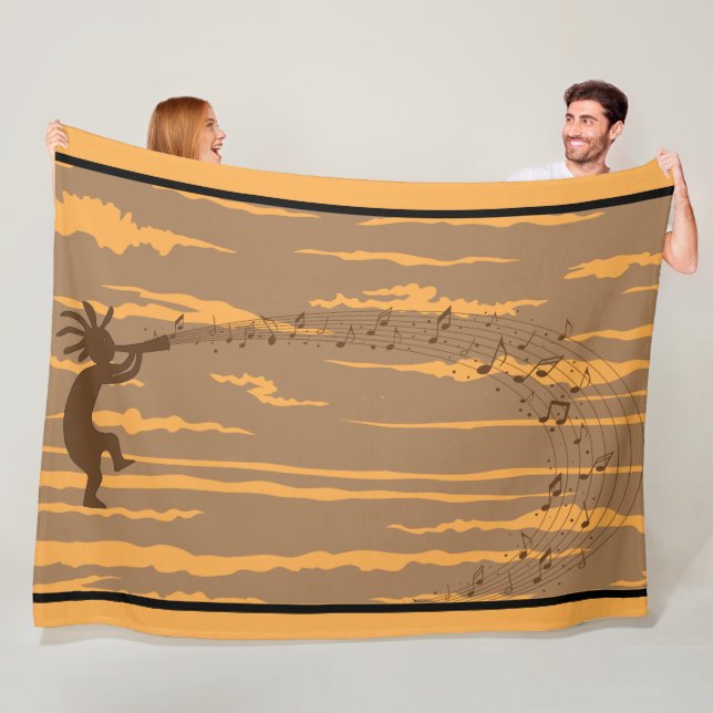 Manta Polar Notas musicales Kokopelli Fleece Blanket (In situ)