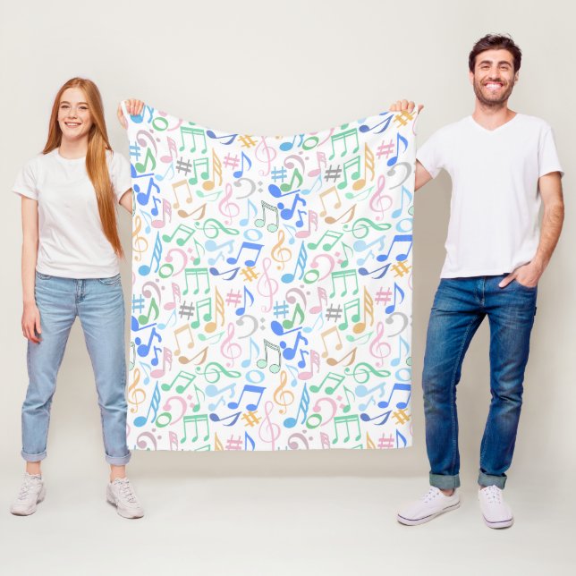 Manta Polar Notas musicales y símbolos Patrón pastel.w (In situ)