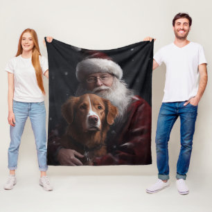 Manta Polar Nova Scotia Duck Toller Con Santa Claus Festividad