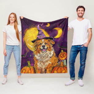 Manta Polar Nova Scotia Duck Toller Halloween Bruja Calabaza