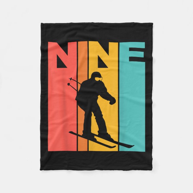 Manta Polar Noveno Nacimiento Esquí Retro 9 Años Nacimiento (Anverso)