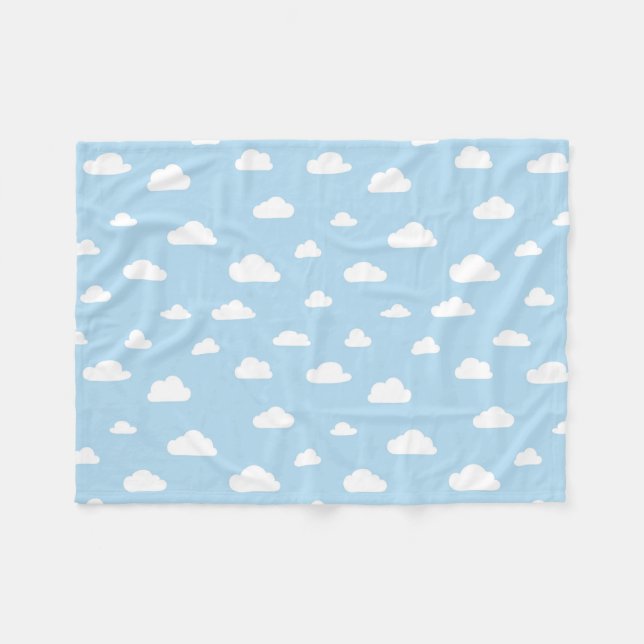 Manta Polar Nubes blancas del dibujo animado en modelo azul (Frente (Horizontal))