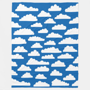 Manta Polar Nubes esponjosas - Blanco sobre azul 005cad