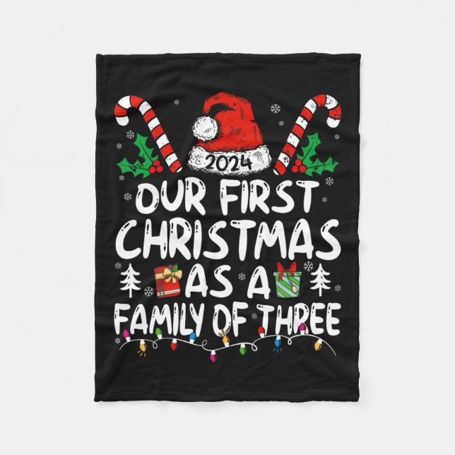 Manta Polar Nuestra Primera Navidad Como Familia De Tres Noche (Anverso)