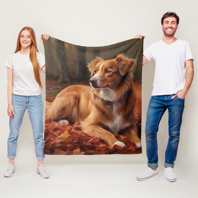 Manta Polar Nueva Escocia Duck Terrier En Otoño Cae La Izquier (In situ)