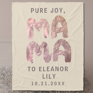 Manta Polar Nueva mamá Whimsical Beige Rosa Nueva Fecha De Nom