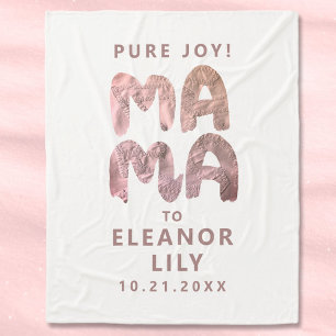 Manta Polar Nueva mamá Whimsical Nombre Blanco Rosa Fecha Reci