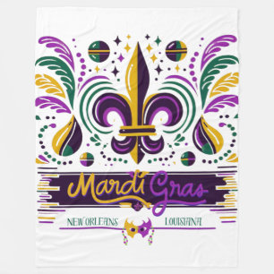 Manta Polar Nueva Orleans Mardi Gras color verde púrpura