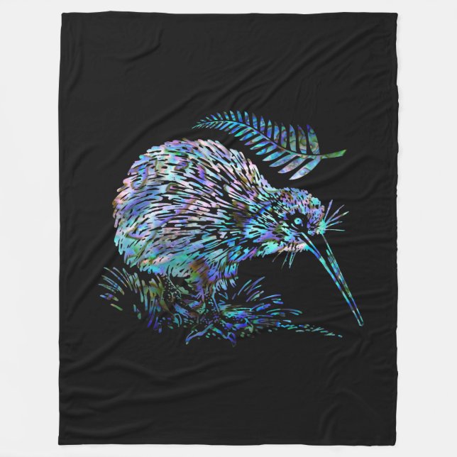 MANTA POLAR NUEVA ZELANDIA KIWI Y FERN PAUA (Anverso)
