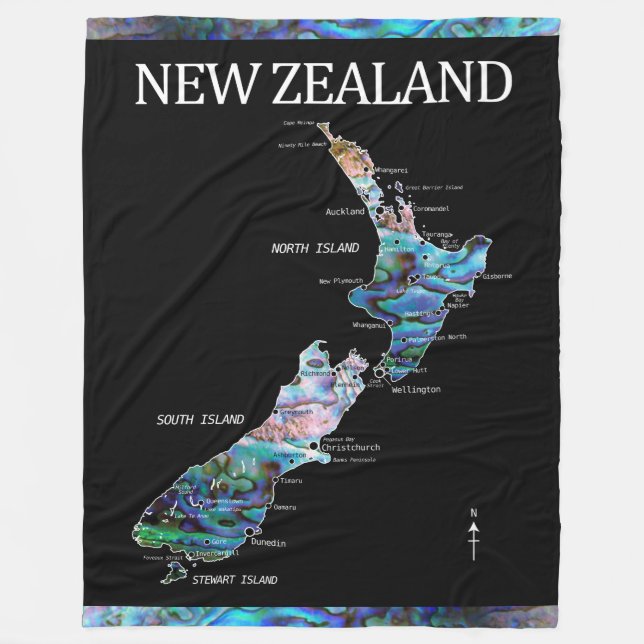 MANTA POLAR NUEVA ZELANDIA MAPA PAUA LANZA BLANKET (Anverso)