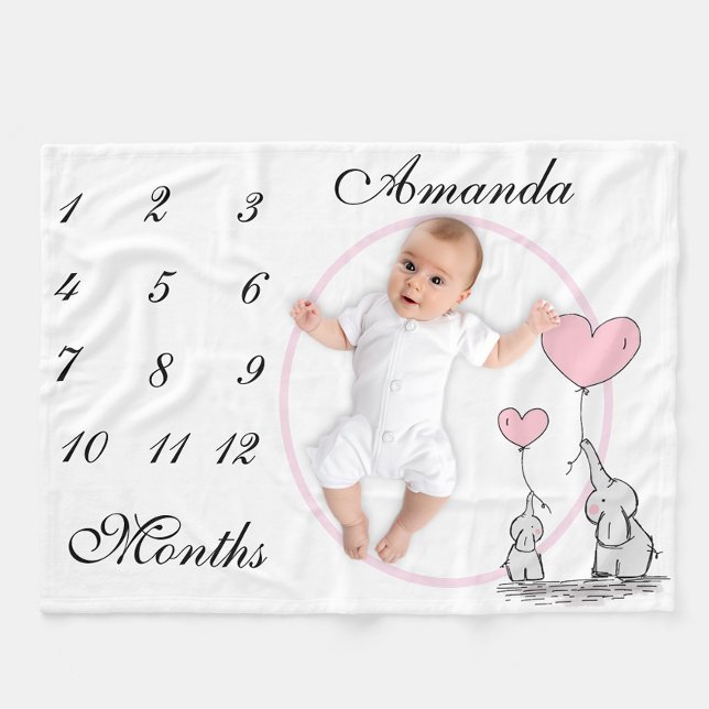 Manta Polar Nuevo bebé infantil hito elefante rosa foto rosa (Subido por el creador)