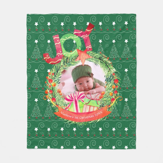 Manta Polar NUEVO Bebés Primer Navidades Keepsake FOTO Blankie (Anverso)