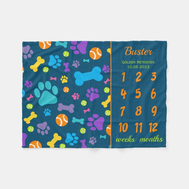 Manta Polar Nuevo hito de fotografía de perro con pipa (Frente (Horizontal))