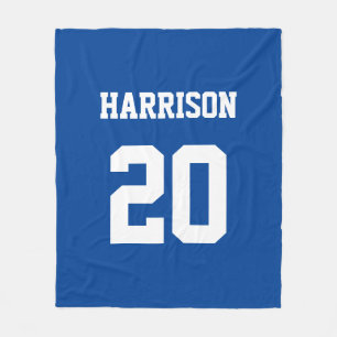 Manta Polar Número de nombre personalizado blanco azul de dep