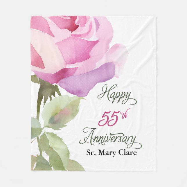 Manta Polar Nun 55th Anniversary Jubilee Custom Name Pink Rose (Anverso)