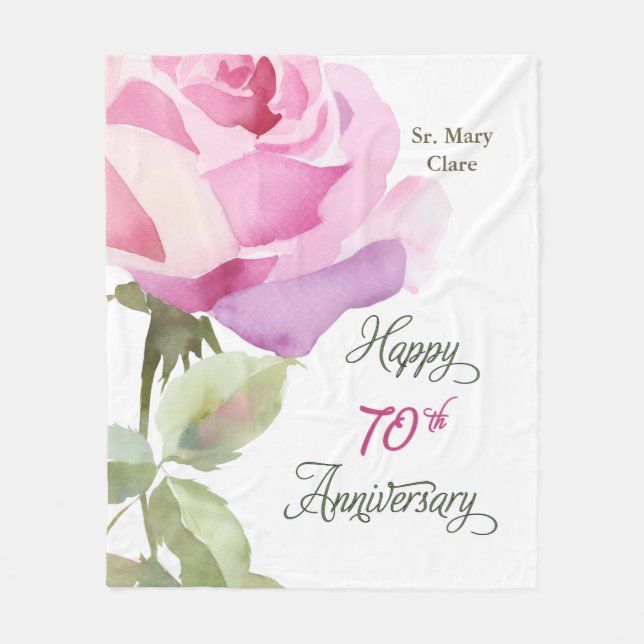 Manta Polar Nun Custom Name 70th Anniversary Jubilee Rose (Anverso)