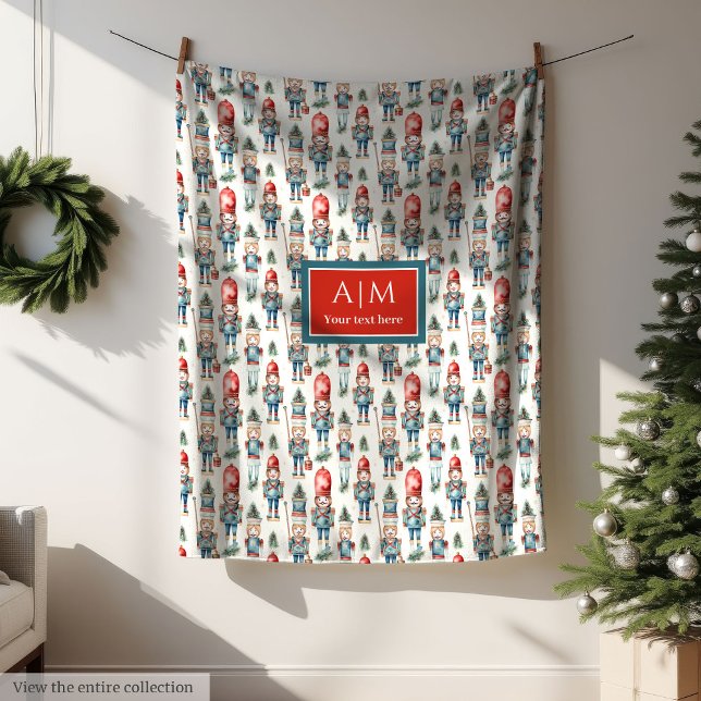 Manta Polar Nurrón de acuarela personalizada tradicional (Personalized watercolor nutcracker traditional Fleece Blanket)