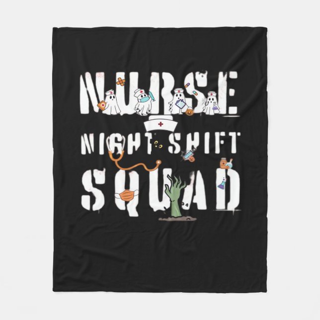 Manta Polar Nurs Night Shift Halloween Squad Classic T-Shirt (Anverso)
