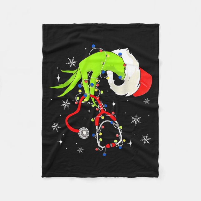 Manta Polar Nurse Christmas Stethoscope Nurses Xmas Pajamas Sa (Anverso)