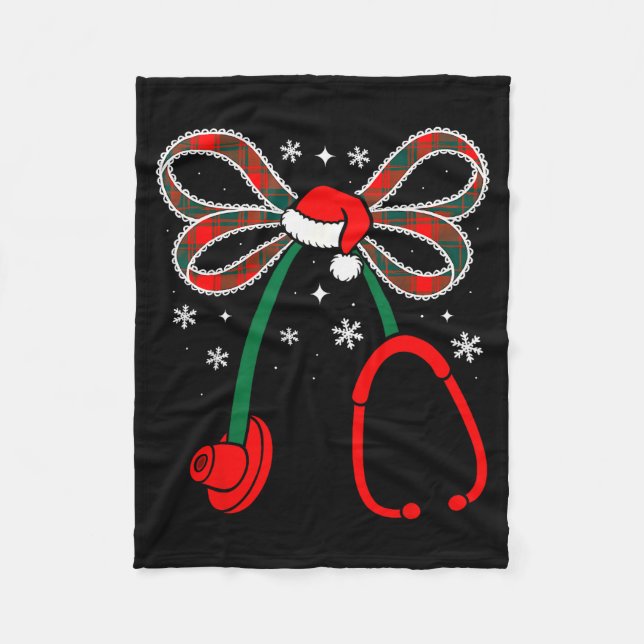 Manta Polar Nurse Coquette Bow Stethoscope Nursing Xmas Pjs Ch (Anverso)