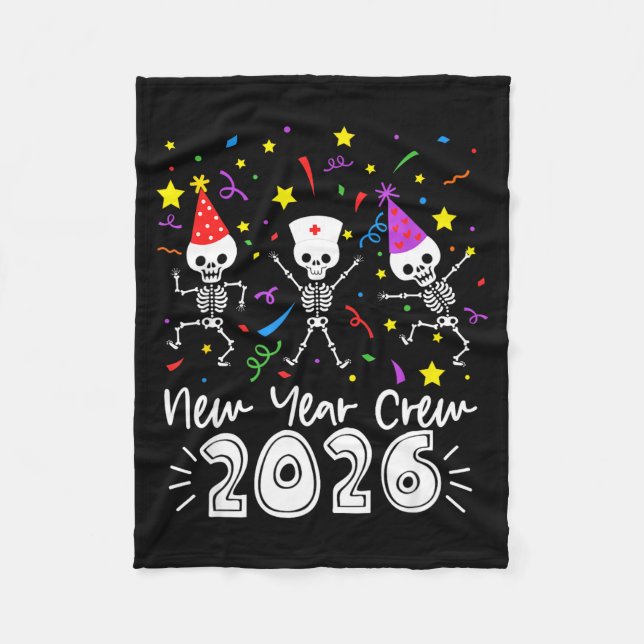 Manta Polar Nurse Dancing Skeleton New Year Crew 2026 Funny Er (Anverso)