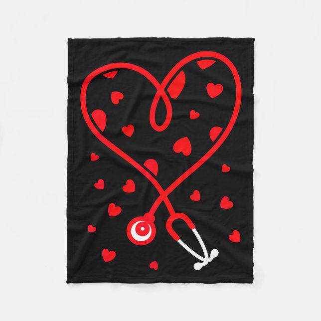 Manta Polar Nurse Stethoscope Heart Valentine's Day Nursing  (Anverso)