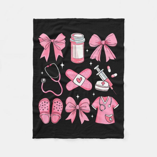 Manta Polar Nurse Valentines Day Coquette Bow Valentine Nurse  (Anverso)