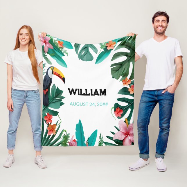 Manta Polar Nursera de nombre personalizado de floral de veran (In situ)