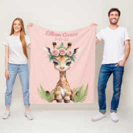 Manta Polar Nursera de Safari Femenina de la jirafa del bebé p