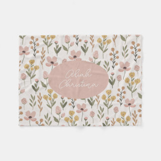 Manta Polar Nursera personalizada de Baby Blanket con flores s