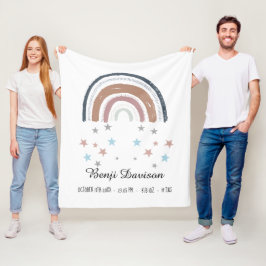 Manta Polar Nursery Blanket Birth Record Rainbow Stars