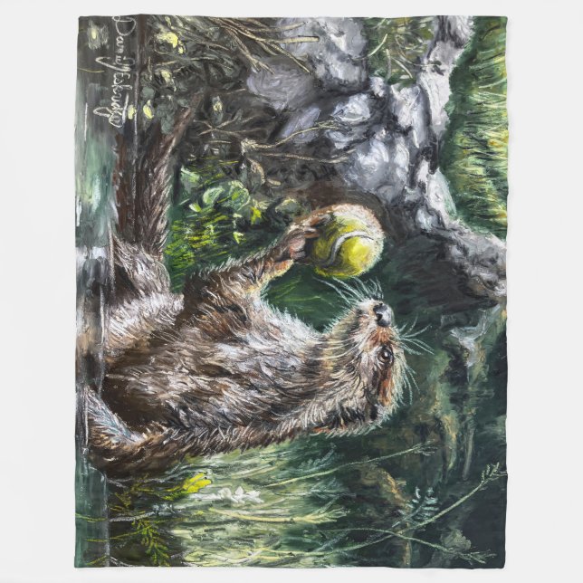 Manta Polar Nutria con pelota de tenis (Anverso)