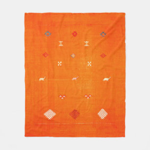 Manta Polar Oasis Atardecer: Naranja Herencia Boho Marroquí