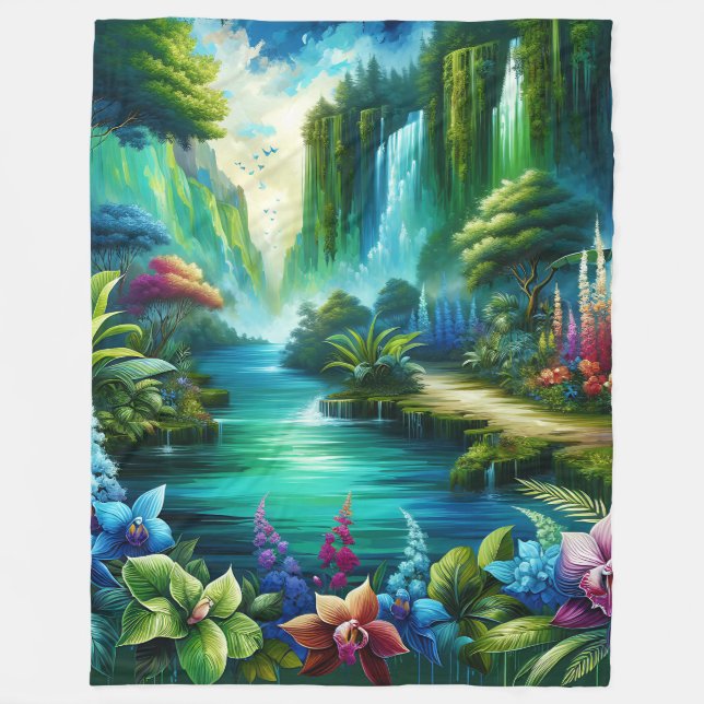 Manta Polar "Oasis de cascada encantado" (Anverso)