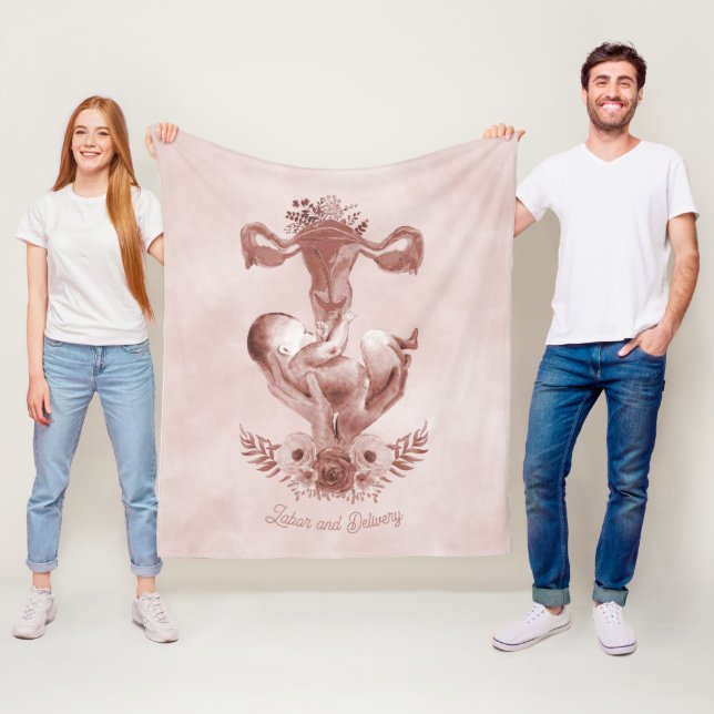 Manta Polar Ob/Gyn Partera Parto Floral Nacimiento Cervix Ovar (In situ)