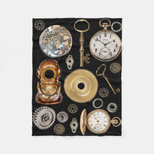 Manta Polar Objetos Steampunk Gears Pocket watch Skeleton Key