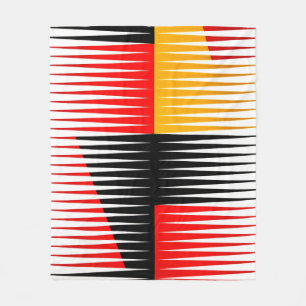 Manta Polar Obra de arte roja, negra y amarilla