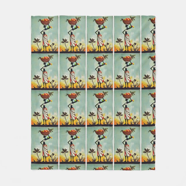 Manta Polar Obras de arte africanas representan a una mujer pa (Anverso)