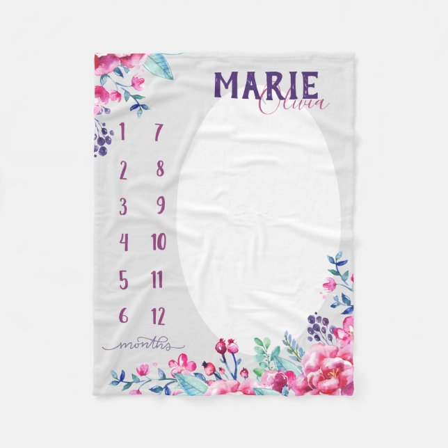 Manta Polar Observarme crecer - color de agua rosa y púrpura (Anverso)