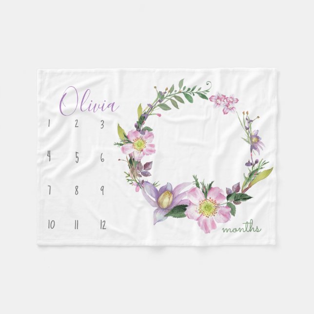 Manta Polar Observarme crecer - Flor Foto propulsor acuarela (Frente (Horizontal))