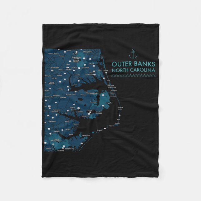 Manta Polar Obx Nc Outer Banks Map Duck Corolla Beach Vacation (Anverso)