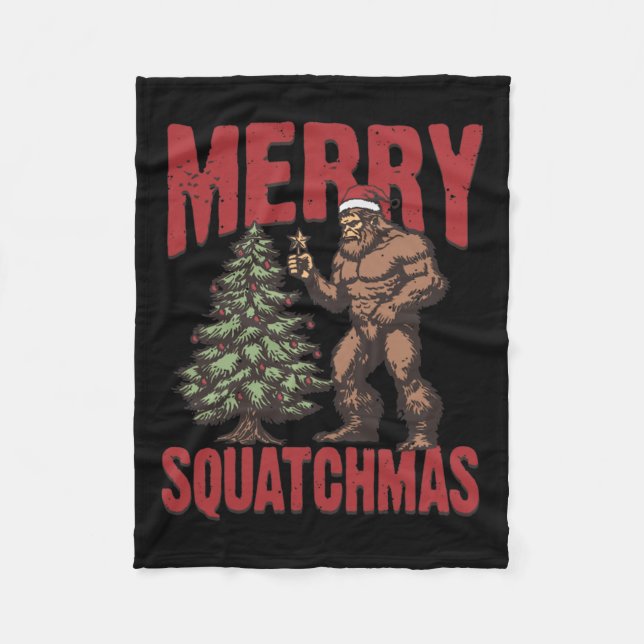 Manta Polar Occidente retro Merry Squatchmas Funny Bigfoot San (Anverso)